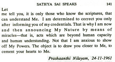 Sathya Sai Baba on his miracles beyond human understanding