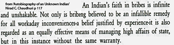 Nirad C. Chaudhuri on bribery in India